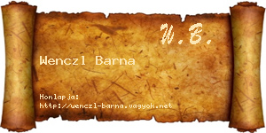 Wenczl Barna névjegykártya